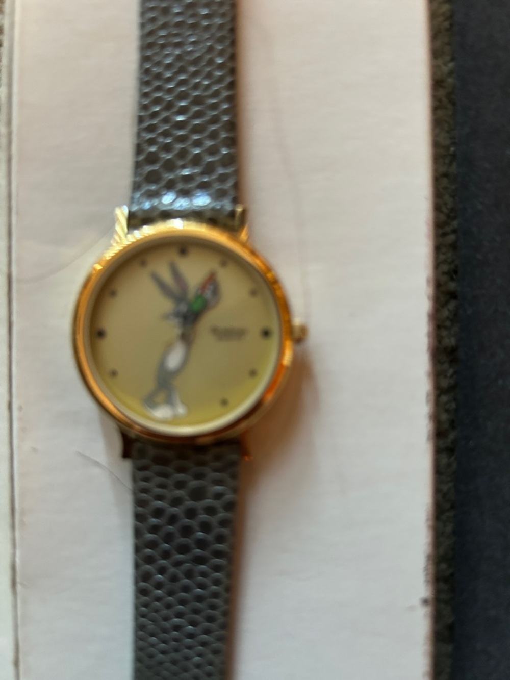 Vintage rabbit Armitron Gold-Tone Dial Watch with Gray Strap